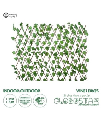 GloboStar® Artificial Garden VINE LEAVES 78499 Πτυσσόμενη Πέργκολα Τεχνητής Φυλλωσιάς - Κάθετος Κήπος Σύνθεση Αμπελόφυλλο Μ110 x Π10 x Υ120cm (min) Μ310 x Π10 x Υ45cm (max)